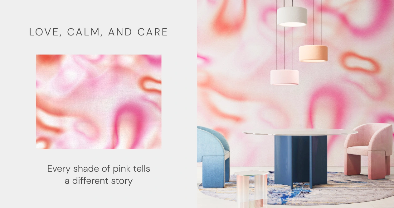 Abstract playful geometric pink wallpaper for modern interior